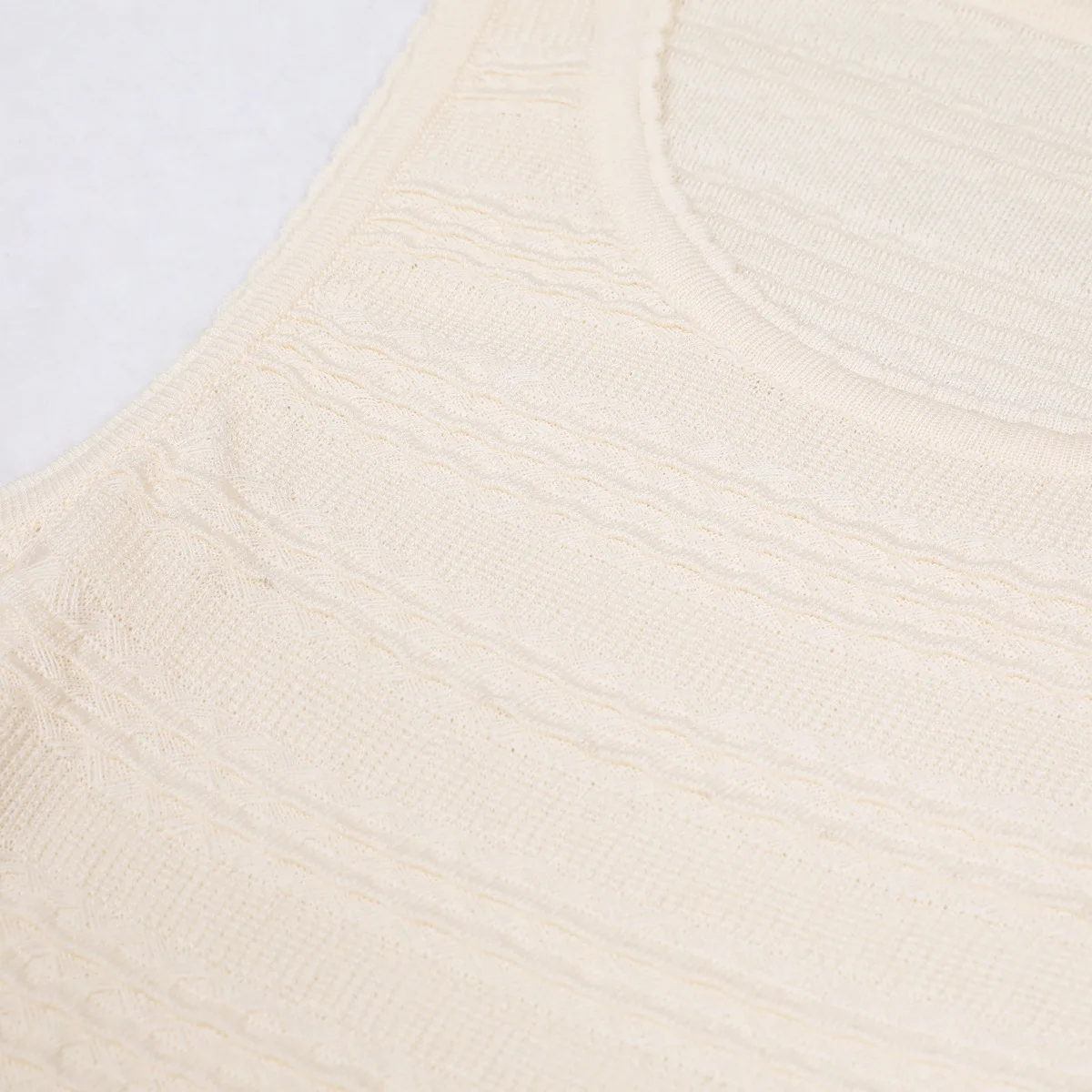 Novo vestido de algodão de tricô sem mangas feminino vestido em camadas com gola redonda