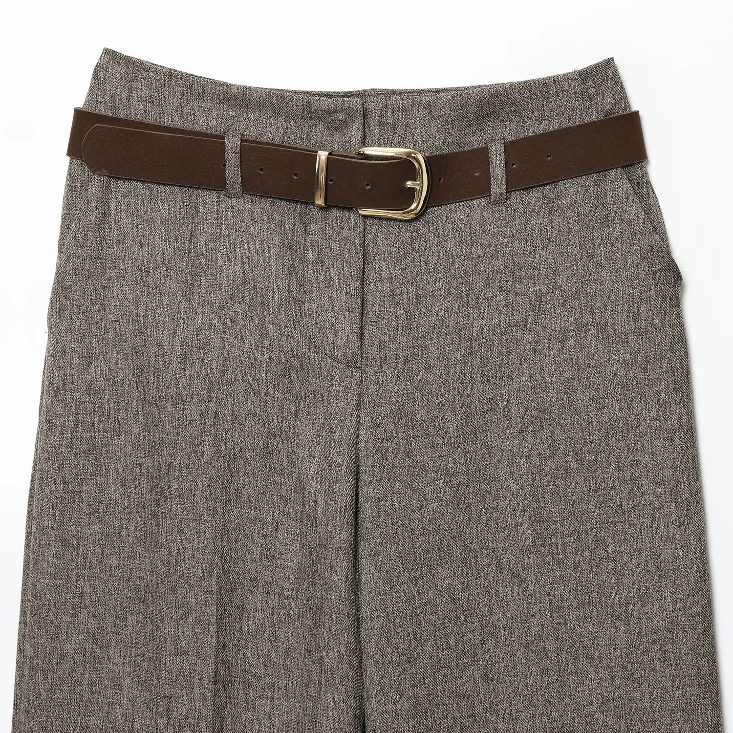 بنطال نسائي مستقيم الساق متعدد الاستخدامات مع حزام خريفي وصل حديثًا للشارع Sle l زر إغلاق بولي... #2