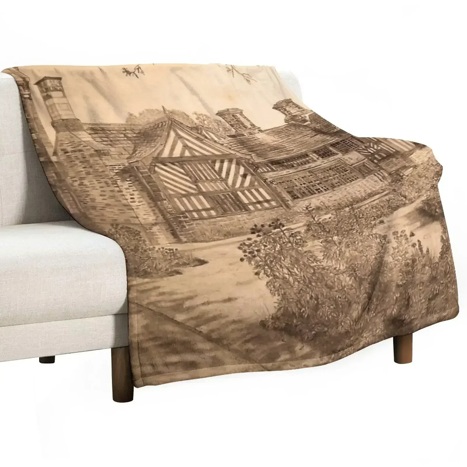 

Shibden Hall Drawing Throw Blanket Softest Kid'S sofa bed manga Blankets