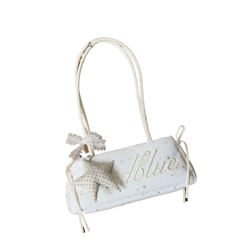Korean Niche Design Embroidery Bag Women's 2026 New Trendy Large-capacity Shoulder Bag Temperament Commuter Tote Bag Handbags
