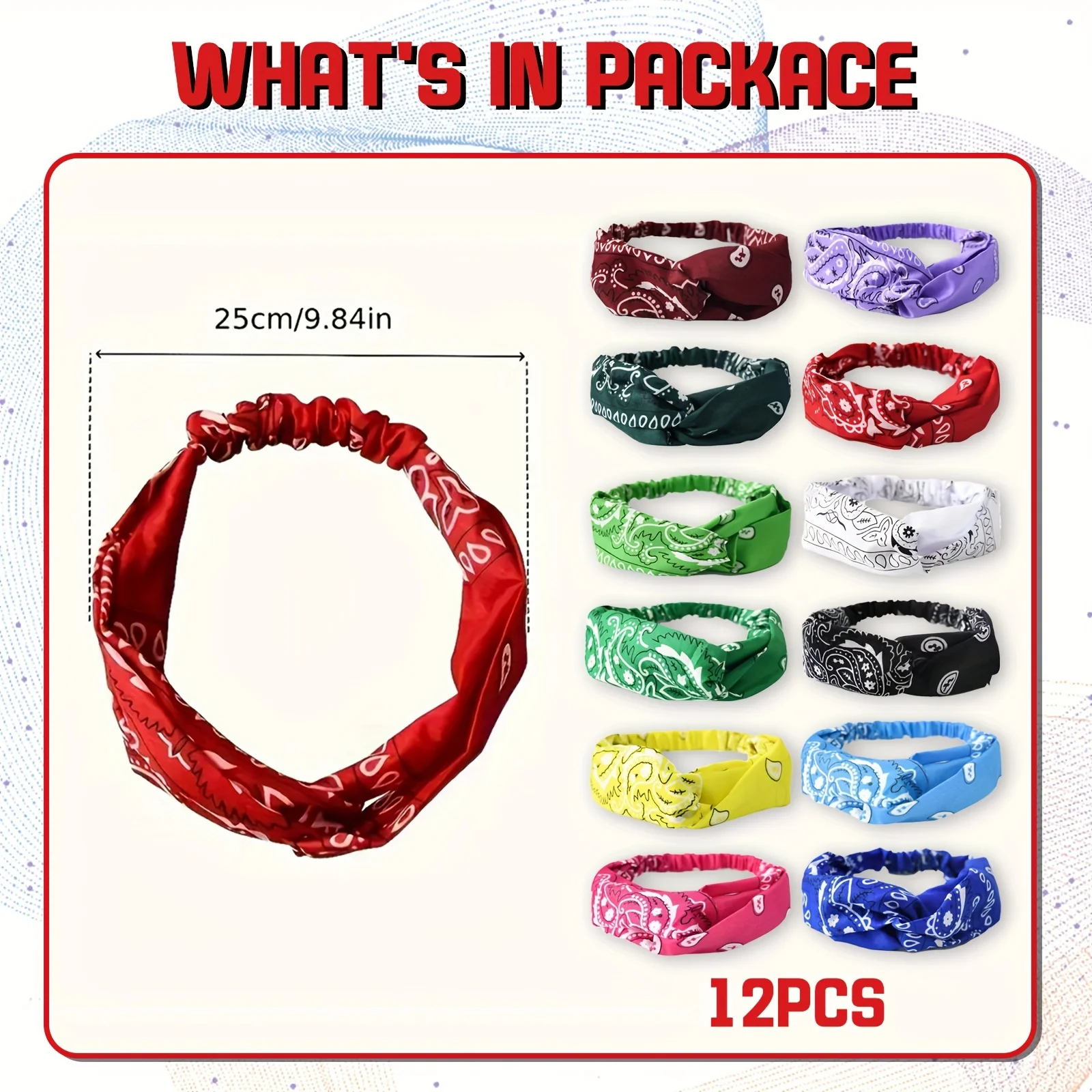 

12 piece Bohemian elastic headband, multi style knot headdress set, very suitable for outdoor activities