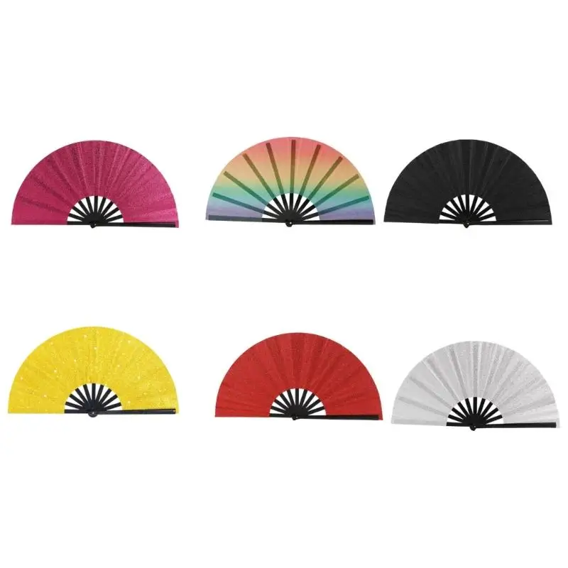 

Glitters Foldable Hand Fan KungFu Fan For Concerts Parties Portability Sparkling Design Cooling Fan for Party Essential D2RD
