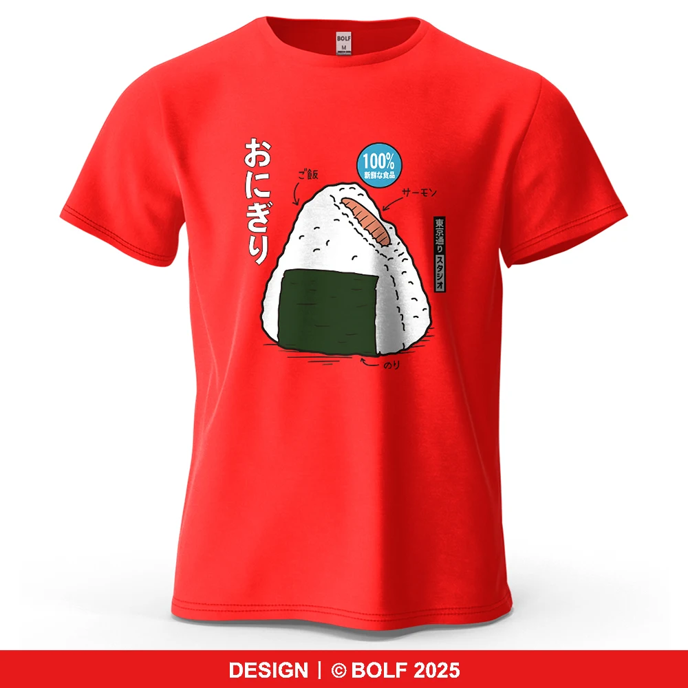 Camiseta con estampado de bolas de arroz de Japón para hombre, camisetas gráficas Harajuku de gran tamaño 100% algodón para mujer, camisetas informales de estilo urbano