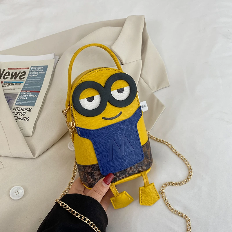 2024 New Minions Anime Messenger Bag Kawaii Handbag Cute Cartoon Crossbody Premium Texture Girl Birthday Gift Toys