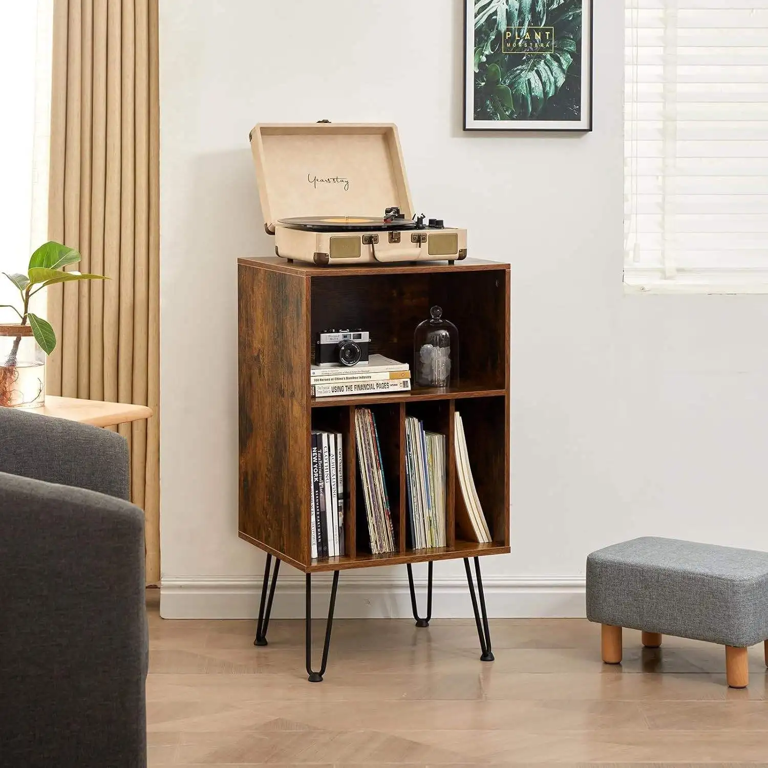 Custom Processing American Record Racks Multi-Layer Iron Wood CD Storage Floor-Standing Nightstands Modern Design Bedroom