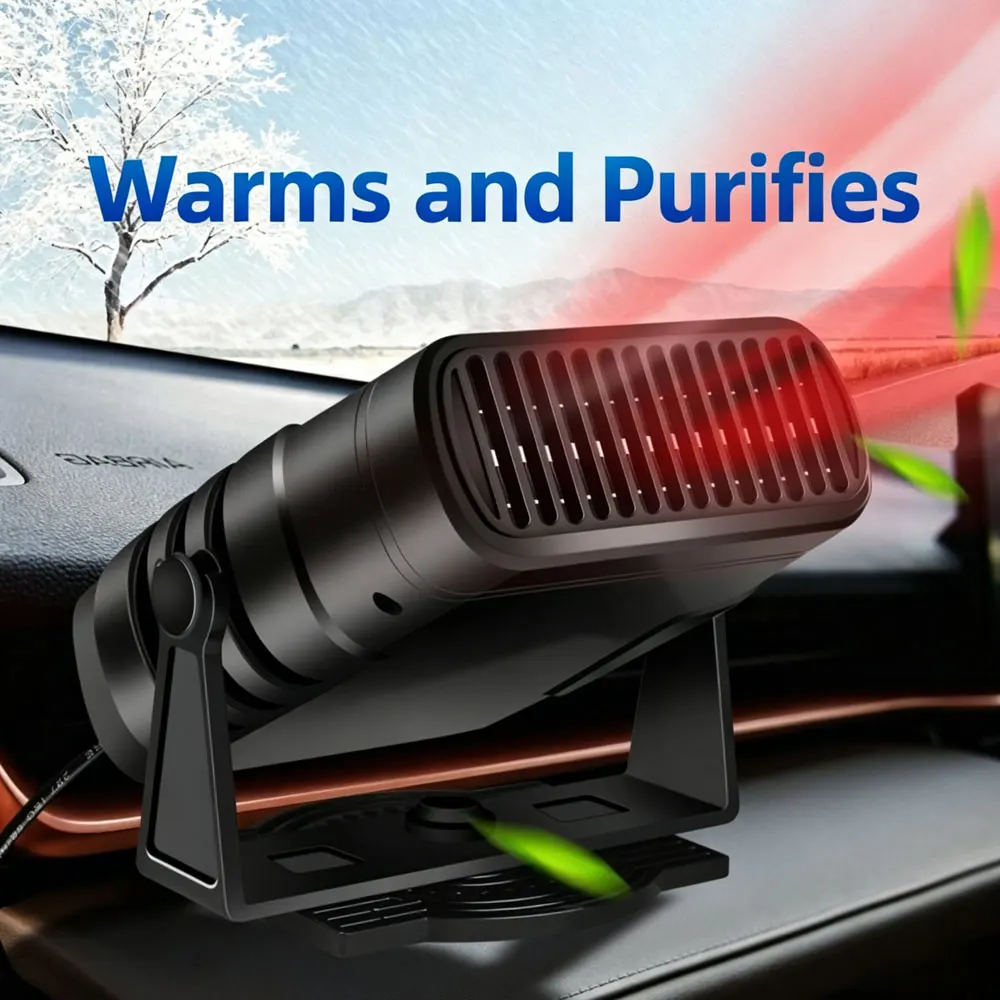 Dual Mode Portable 12V 24V Car Heater Fast Heating Windshield Defroster Demister Anti Fog Dryer Dryer 360° Adjustable Auto Fan