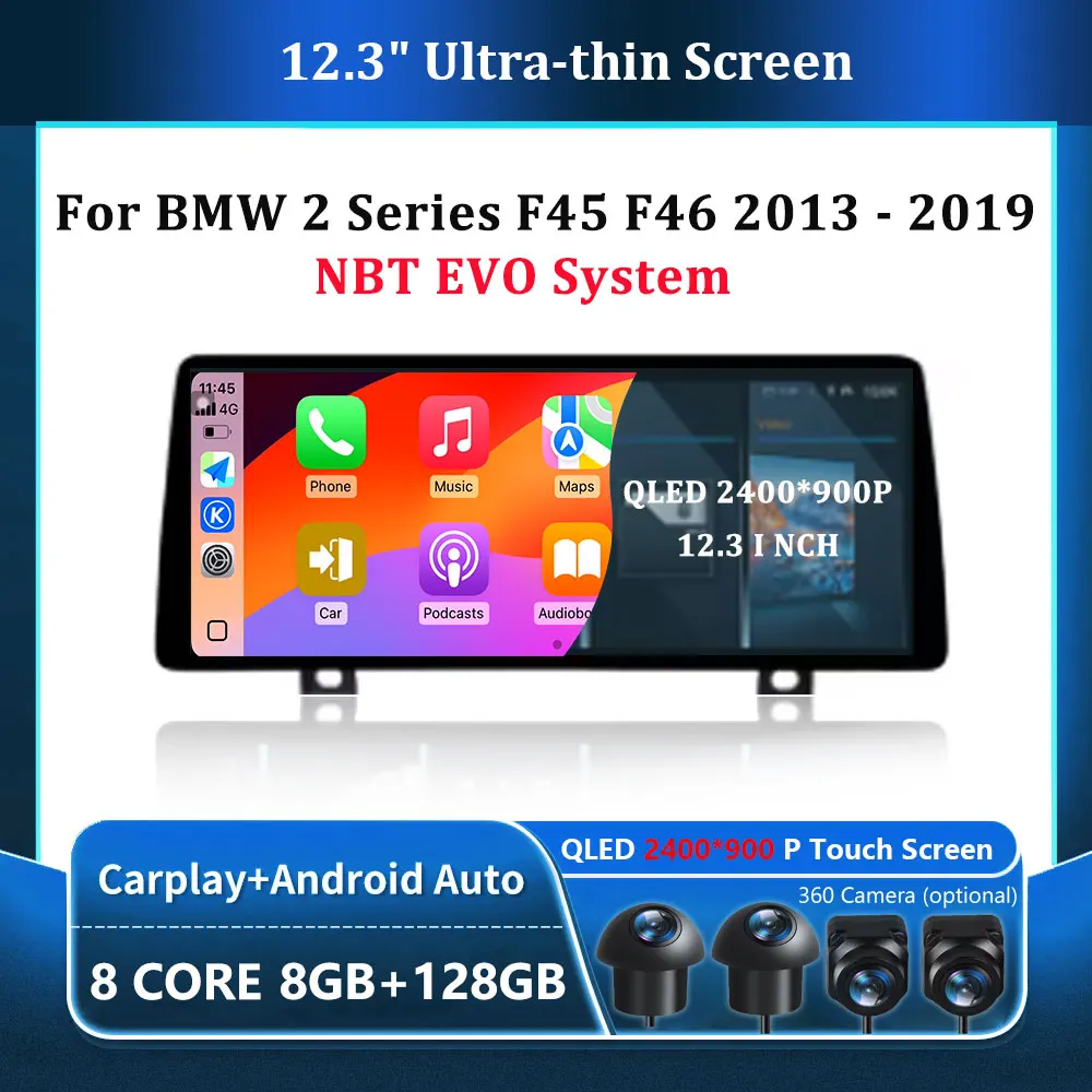 for BMW 2 Series F45 F46 2013 2014 - 2019 NBT EVO System Android15 Car Radio Multimedia Player GPS Navigation Ultra-thin Screen