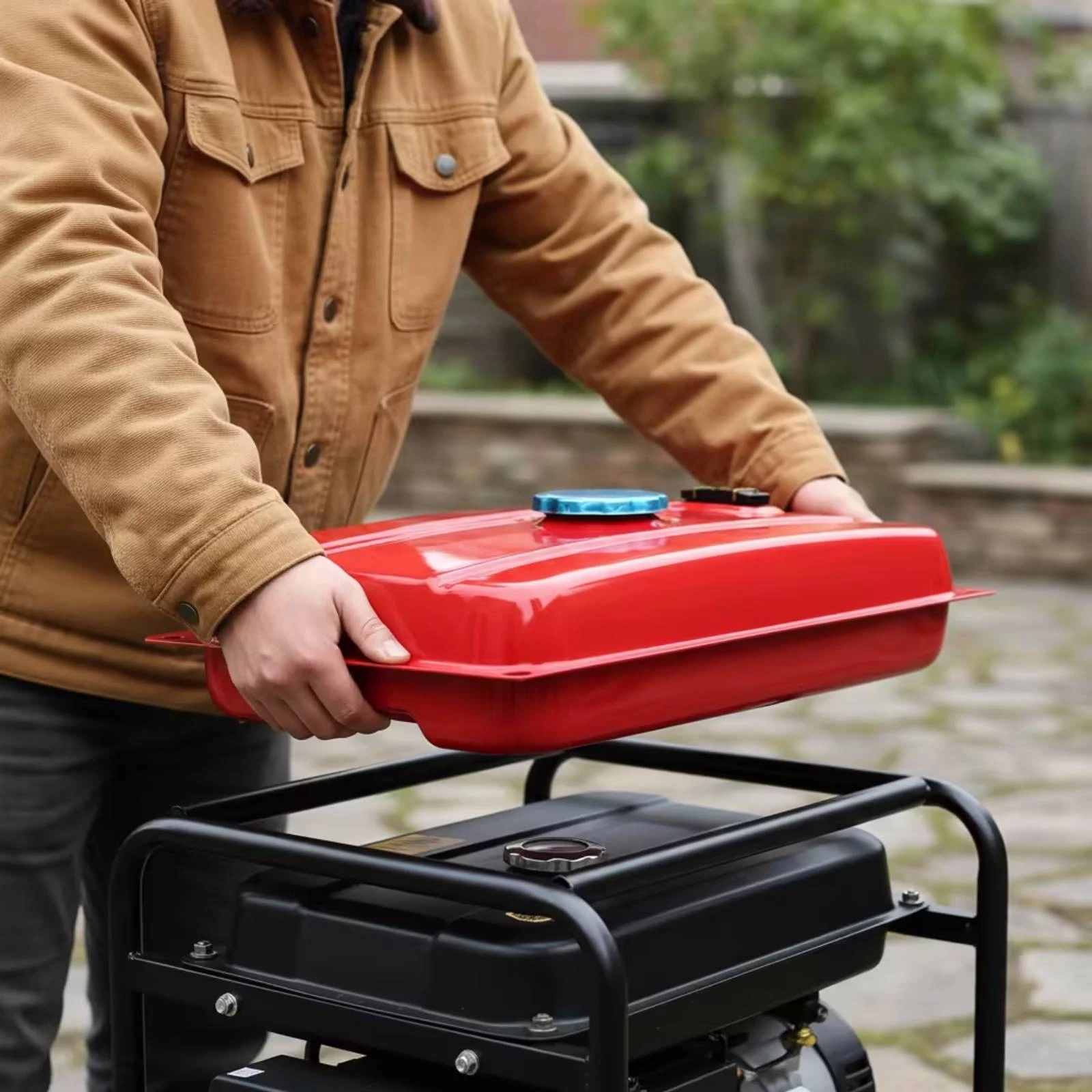 Generator Fuel Tank with Cap Replacement Generator Gas Tank with Cap Metal Low-Profile
