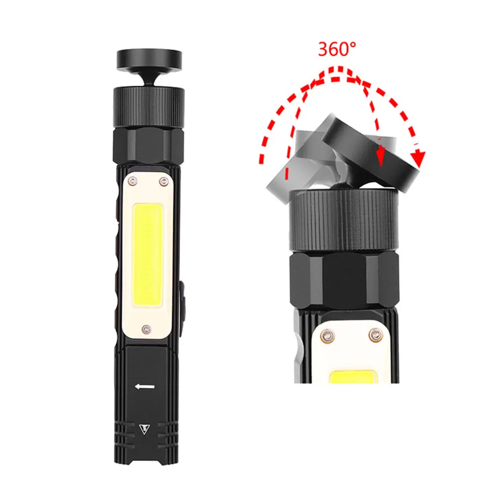 LED Flashlight Handfree Tactical Dual Fuel 90 Degree Twist Rotary Clip 2000LM Waterproof Mini Lighting LED Torch Outdoor Hunting