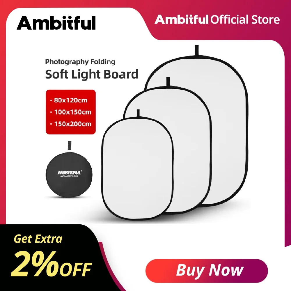 Réflecteur photo portable ovale multi-disques Ambitful 30/60/80/110cm 60x90cm 80x120cm, diffuseur de studio blanc transparent pliable