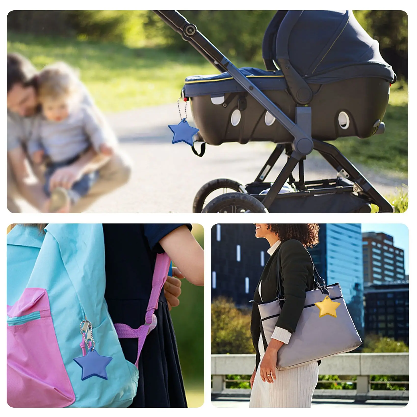 26 Pieces Children's Safety Reflector Pendant,Star Safety Reflector for School Bag,Backpack,Cycling,Walking,Running