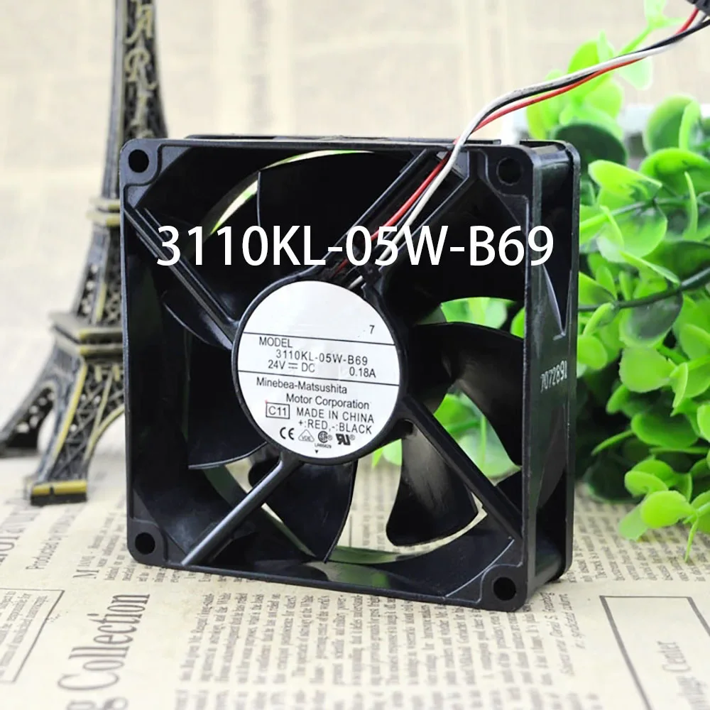 Axial Chassis Cooling 3110KL-05W-B69 DC 24V 0.18A 80*80*25mm 3-wires Server Driver Fan