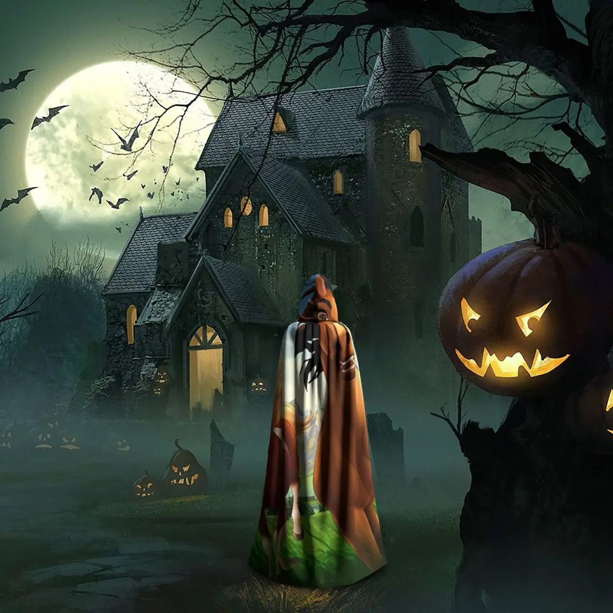 Modern Spirit And Rain - Love Found Us Long Hooded Cloak Witch Medieval Costume Cosplay Cape HalloweenCoat Adult Unisex