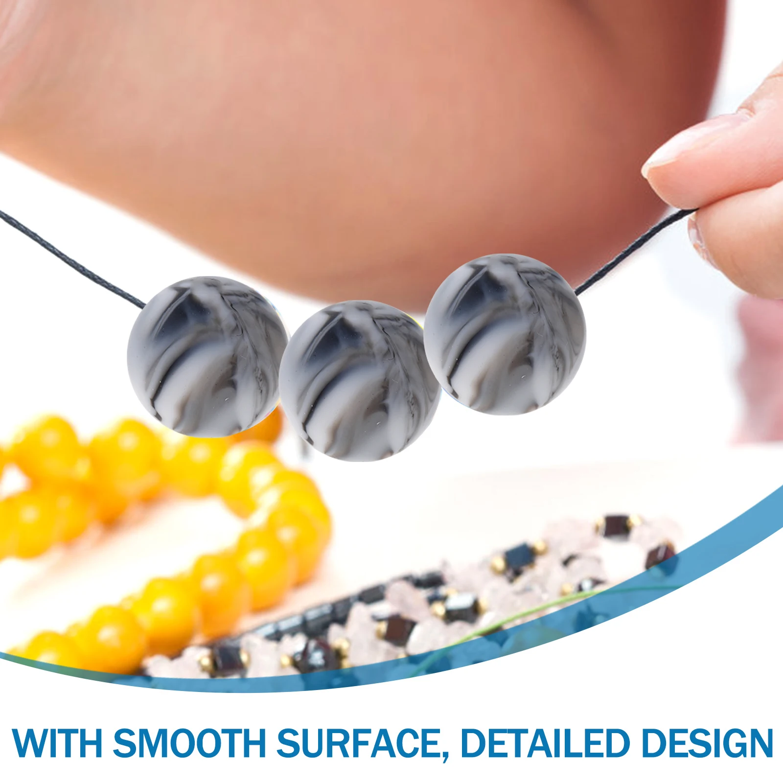 

30Pcs Silicone Beads Large Hole Round Design for DIY Bracelet Necklace Making Jewelry Craft Loose Spacer Beads