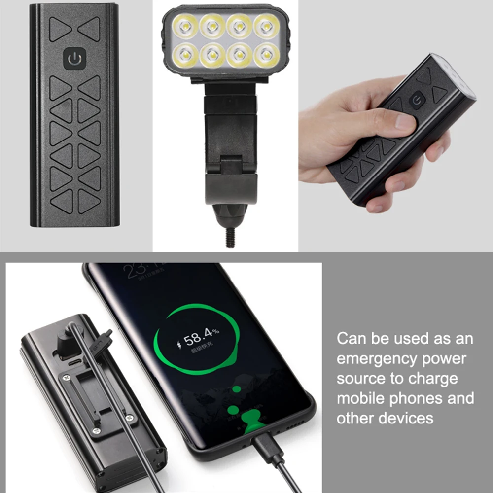 8t6 led luz da bicicleta usb recarregável 10000mah banco de potência farol super brilhante lanterna ciclismo frente lâmpada da bicicleta luz