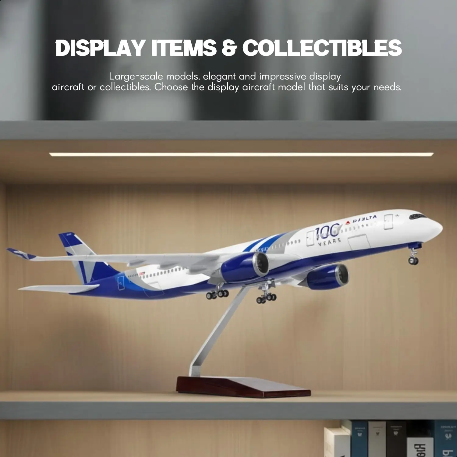 

Plane Model Toy A350 Delta Airways 100th 1/142 Airplane Model 350 47CM Resin Aircraft with Light & wheel Landing Gears boys toys