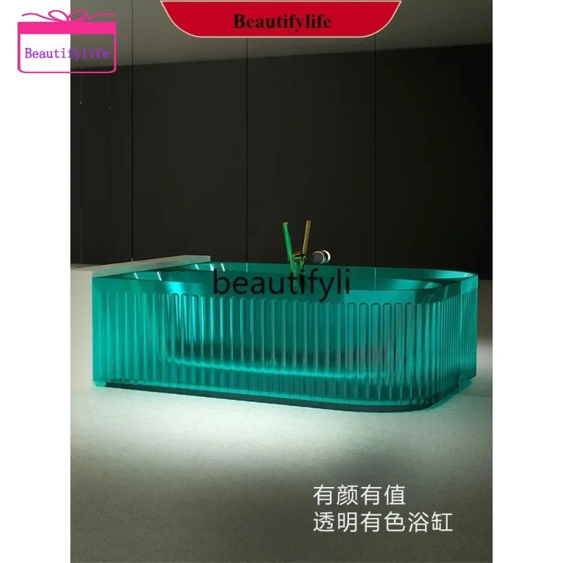 

YL Transparent resin bathtub Free-standing large-capacity double bathtub against the wall