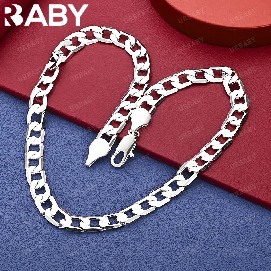 

URBABY 925 Sterling Silver 40-75cm 10mm Chain Necklace For Men Anniversary Gift Popular Wild Fashion Romantic Jewelry