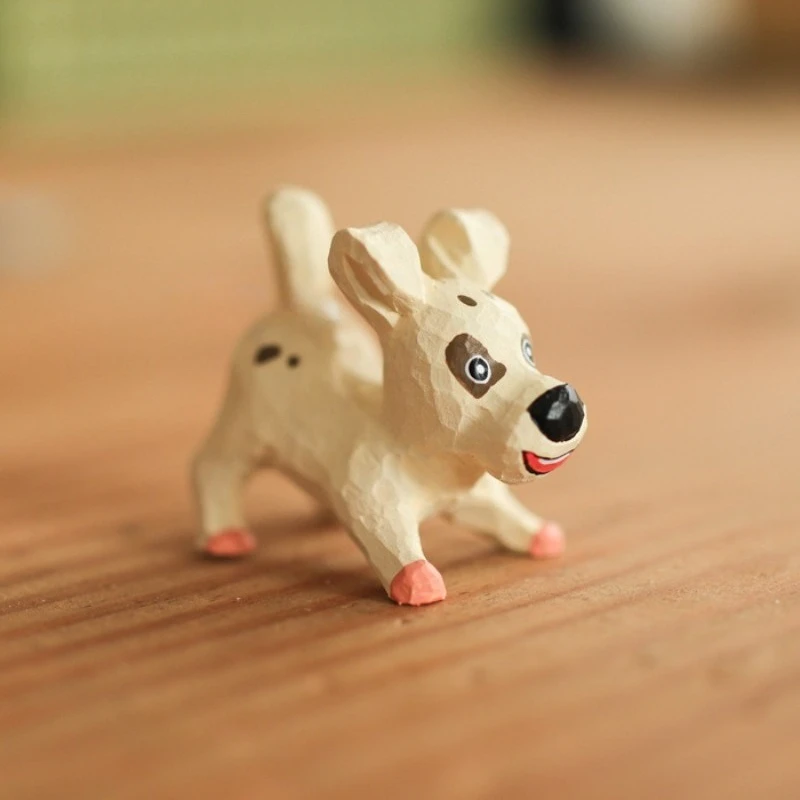 1PC Wooden Dalmatian Figurine Cute Funny Puppy Craft Ornament Home Decor Adorable Handmade Wood Animal Decoration Lovely Present