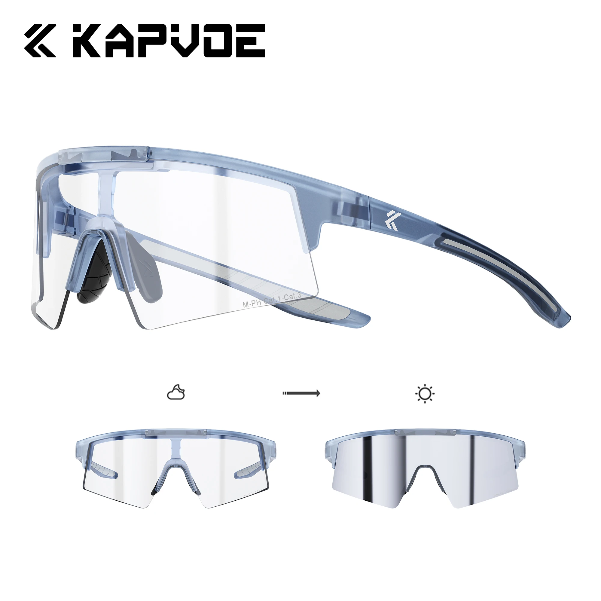 Kapvoe Wanderbrillen Photochrome Fahrrad-Sonnenbrillen für Männer Outdoor-Sport MTB UV400 Schutzbrillen für Frauen Laufen Berg Offroad – Detail 6