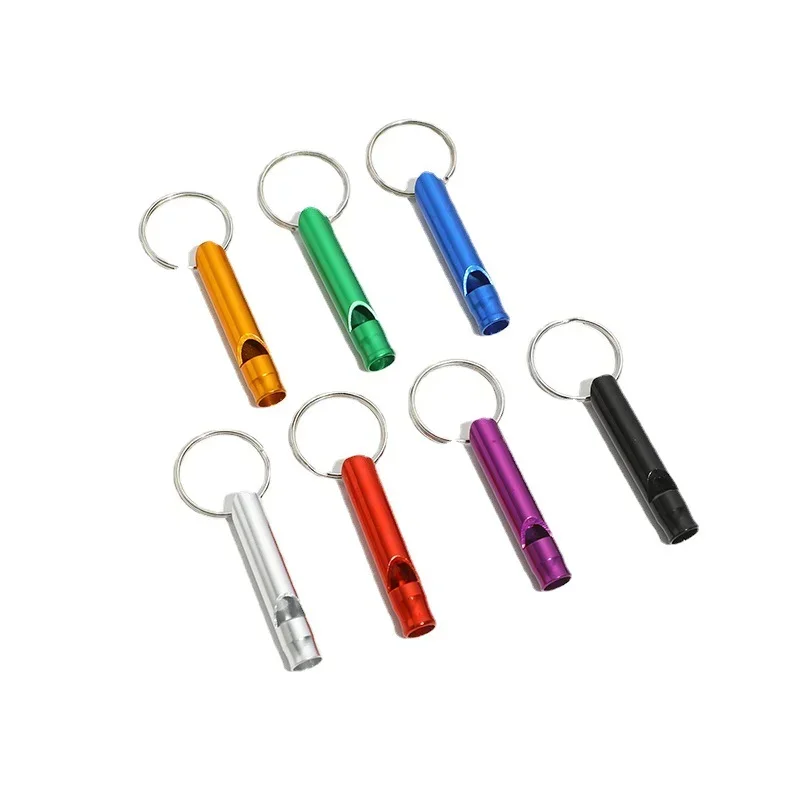 Mini Size Outdoor Survival Emergency Multifunction Metal Whistles With Keychain Keyring For Team Gifts
