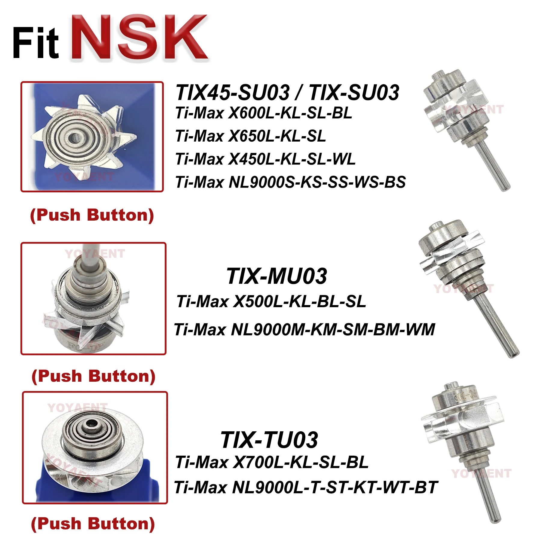 

Fit NSK Ti-Max X450L/X500L/X600L/X650L/X700L/NL9000L High speed Handpiece Dental Turbine Cartridge Air Rotor Dentistry Tools