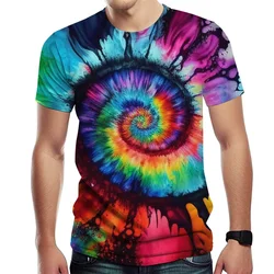 3d Novelty Tie Dye Style T-Shirts For Men Short Sleeves Spiral Streak Print Tee Shirt Mens Oversized Tshirts Camiseta Hombre