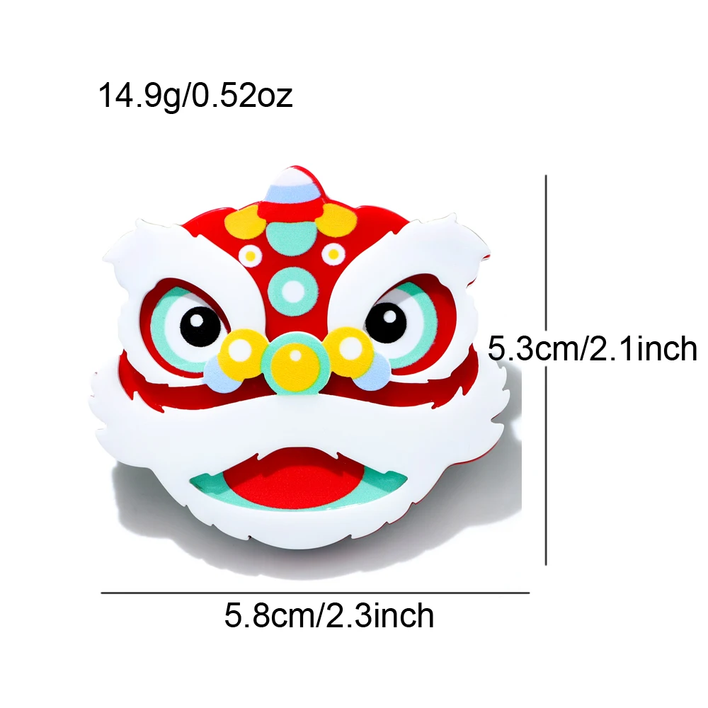 CINDY XIANG Acrylic Cute Awakening Lion Brooch Chinese Traditional Chunjie Spring Festivel Pin New Desgin