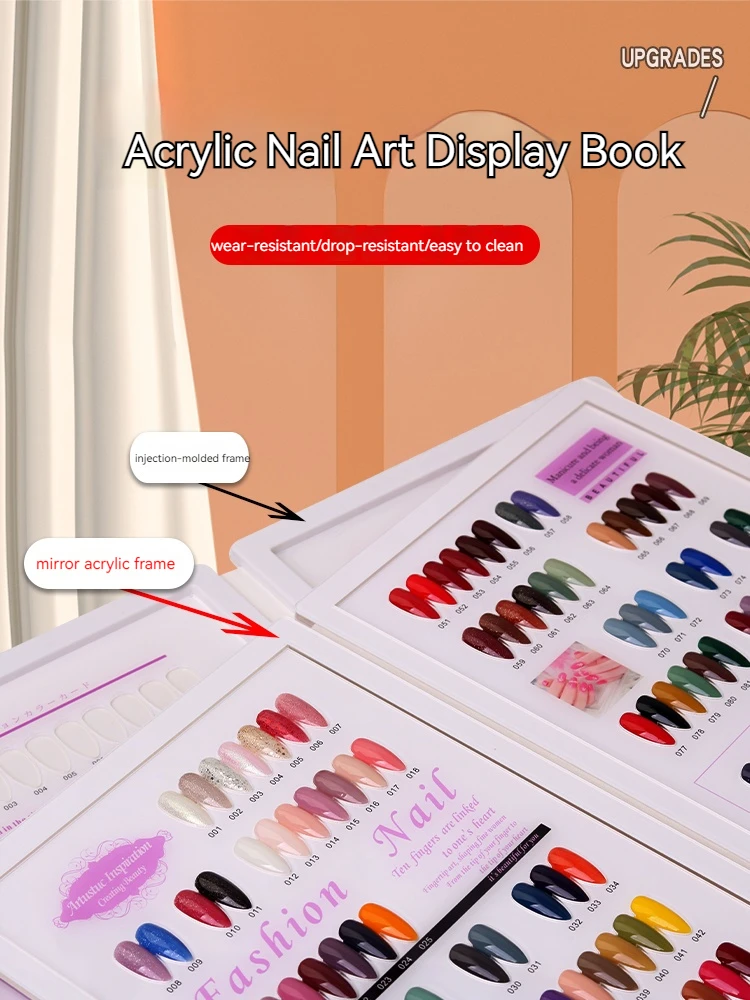 Nail Art Display Book Acrylic Cover Gel Polish Swatch Chart Salon Tools Showing Shelf Manicure Color Card Nail Display Board