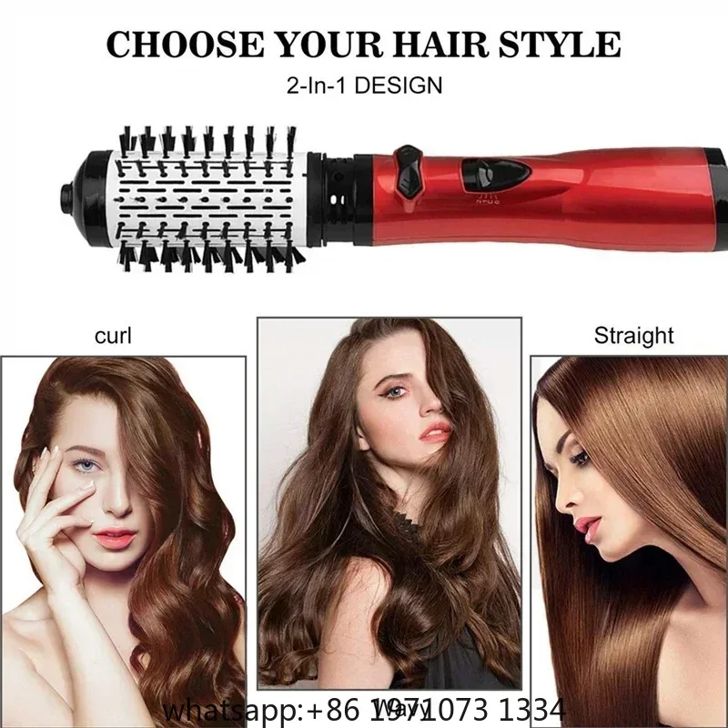 3 in 1 Negative Ion Hot Air Brush Multifunction Hair Straightener Curling Iron Hair Dryer 360 ° Rotating Curling Iron