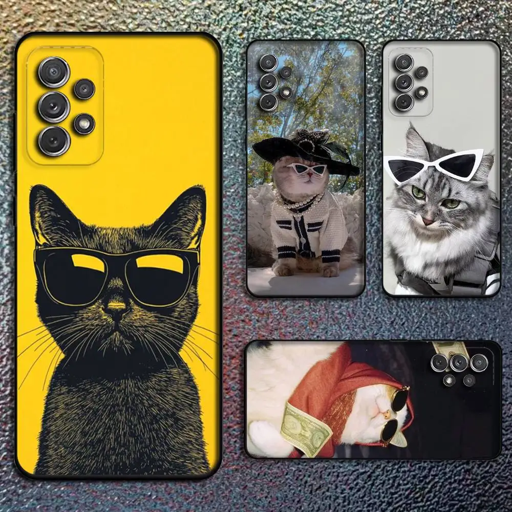 

Fashion COOL Cat Phone Case For Samsung S25,S24,S21,S22,S23,S30,Ultra,S20,Plus,Fe,Lite,Note,10,9,5G Black Cover