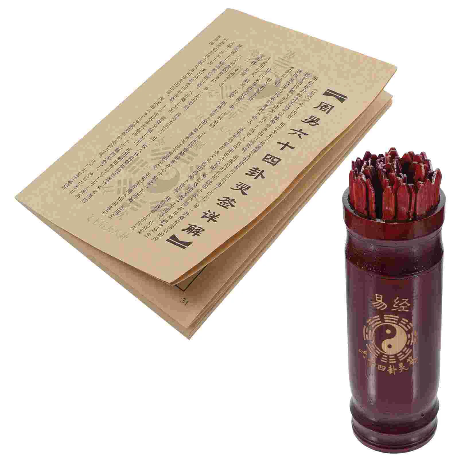 Begging Lottery Chopsticks Fortune Game Teller Chinese Divination Home Prop Wooden Unique Bucket Telling Book Props