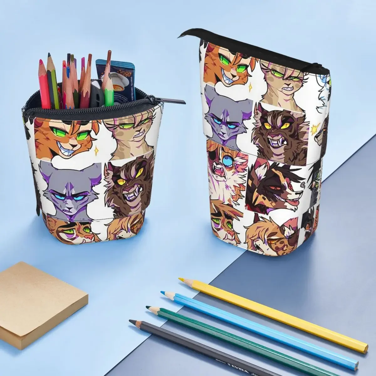 Warrior Cute Cats Lovers Wendefedermäppchen für Studenten, Geschenke, Stiftbox, Bleistiftbeutel, Schreibwaren, Stifthaltertasche