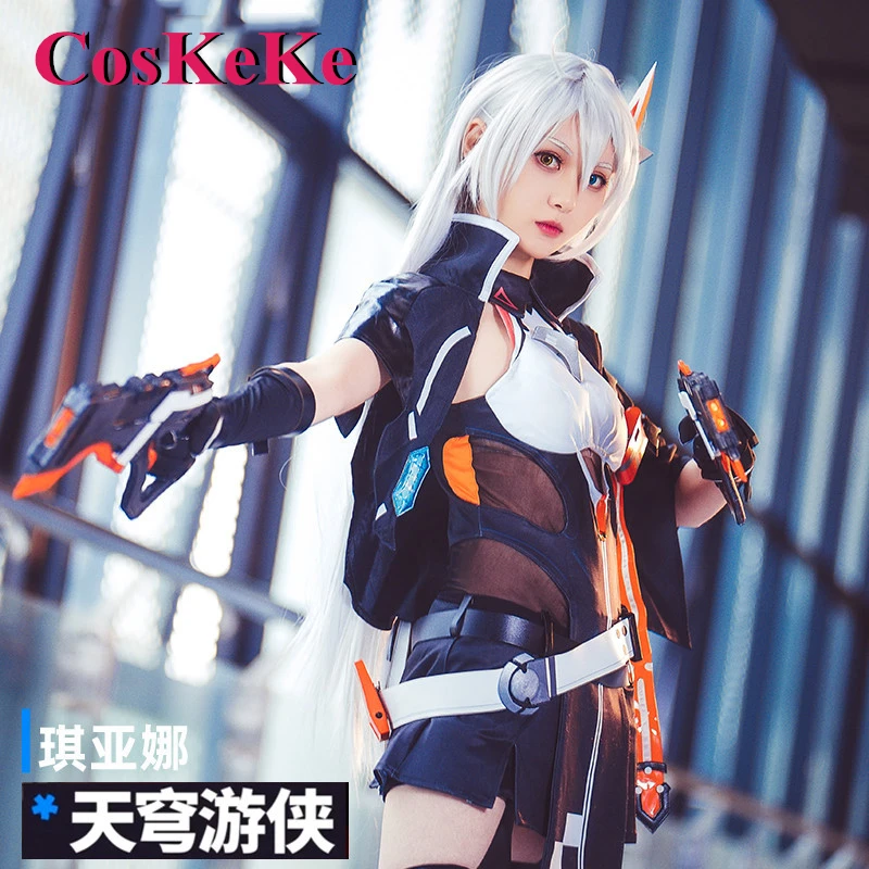 CosKeKe Kiana Kaslana Cosplay Anime gra Honkai Impact 3 kostium Sky Ranger mundur bojowy sukienka kobiety odzież do odgrywania ról S-XL