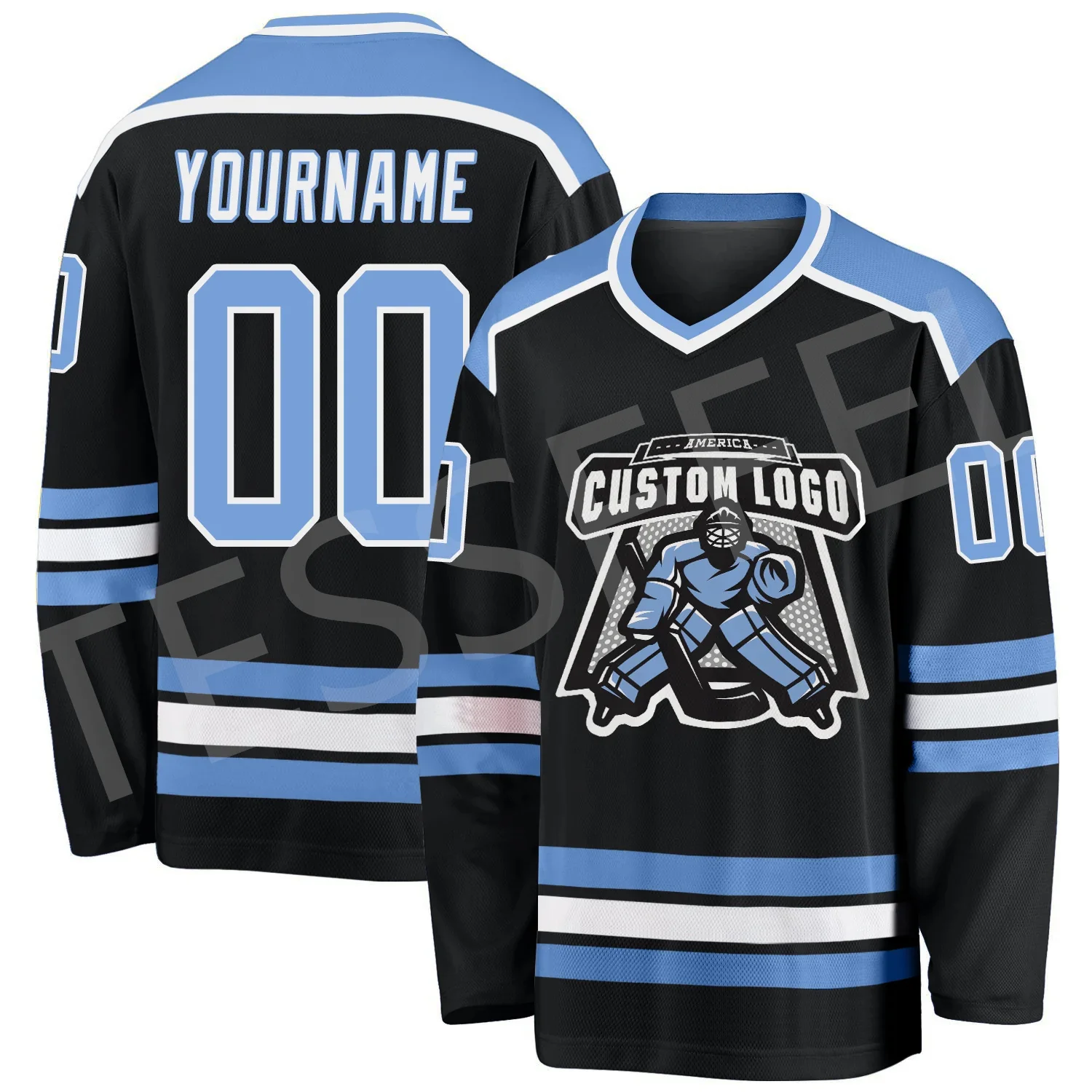 Drop Shipping Custom Name Hockey Jersey Suits Team Logo Tracksuit V-Neck Long Sleeves Retro 3DPrint Pullover Harajuku Casual X9