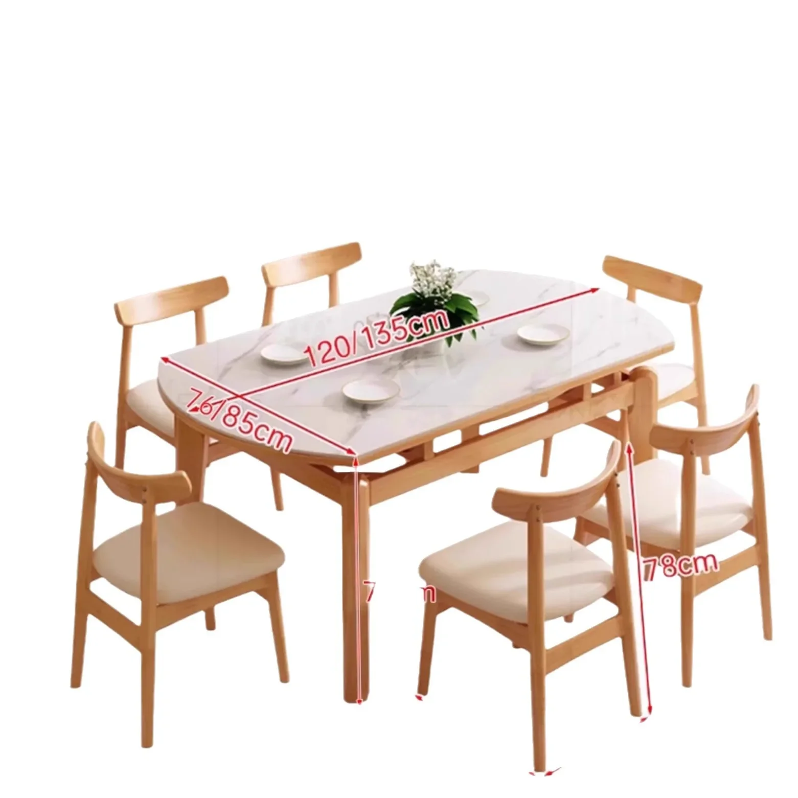 

Solid wood rock slab dining Nordic retro fresh walnut retractable variable round table home