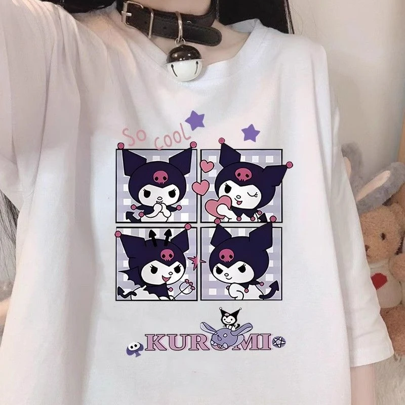 Kulomi-Camiseta Ins a la moda para mujer, Camiseta holgada de verano Harajuku con cuello redondo, estilo universitario japonés, Camiseta informal de calle de algodón