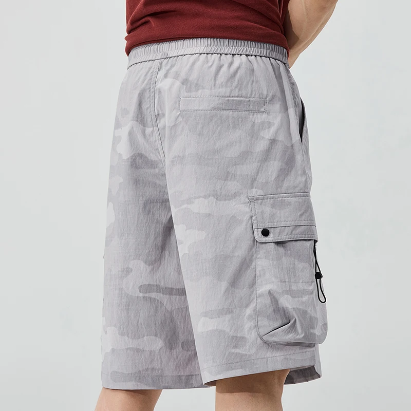 メンズ カジュアル カーゴ ジム ランニング トレーニング アスレチック ショーツ 夏 アイスシルク ウエストゴム 軽量 速乾性 アウトドア ワークショーツ