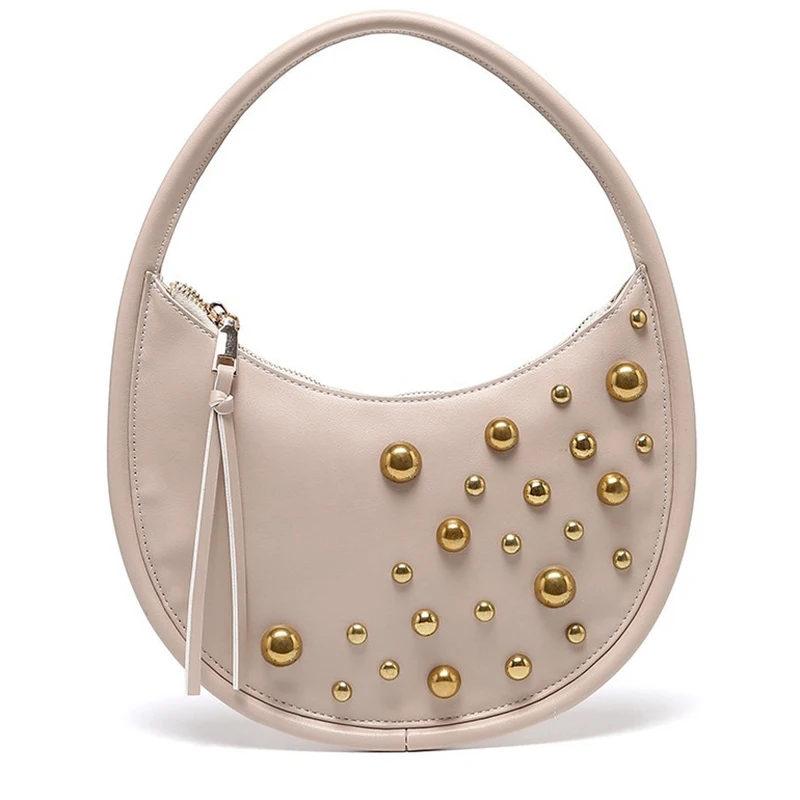 

Шикарный стиль, простые сумки на одно плечо, женская модная сумка подмышки с заклепками, модная универсальная сумка уникального дизайна