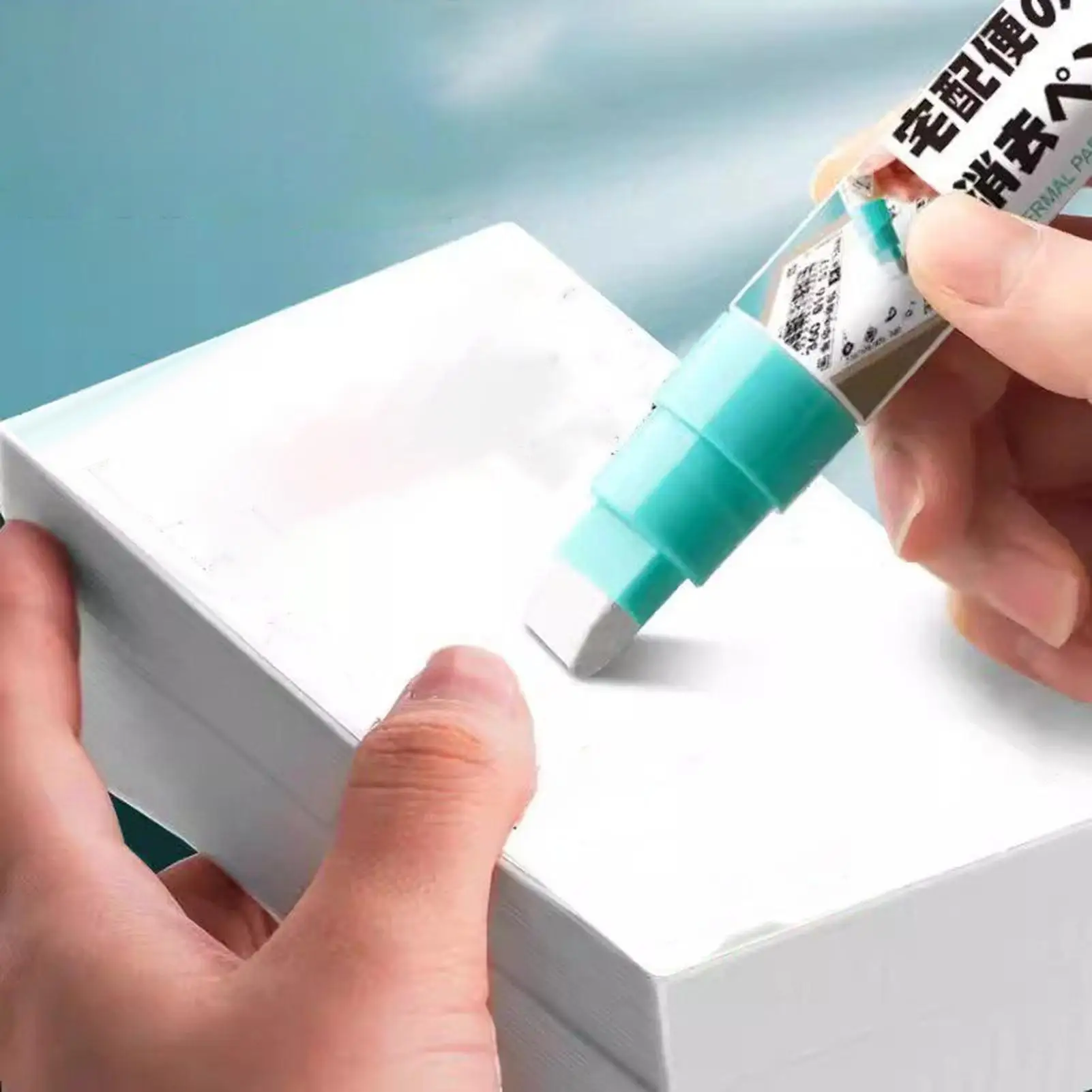 Tragbarer Thermopapier-Radierstift mit großer Kapazität, Datenschutzstift zum Verschmieren und Löschen von Adressen für Express-Frachtbriefe und Takeaway-Einzelhandel
