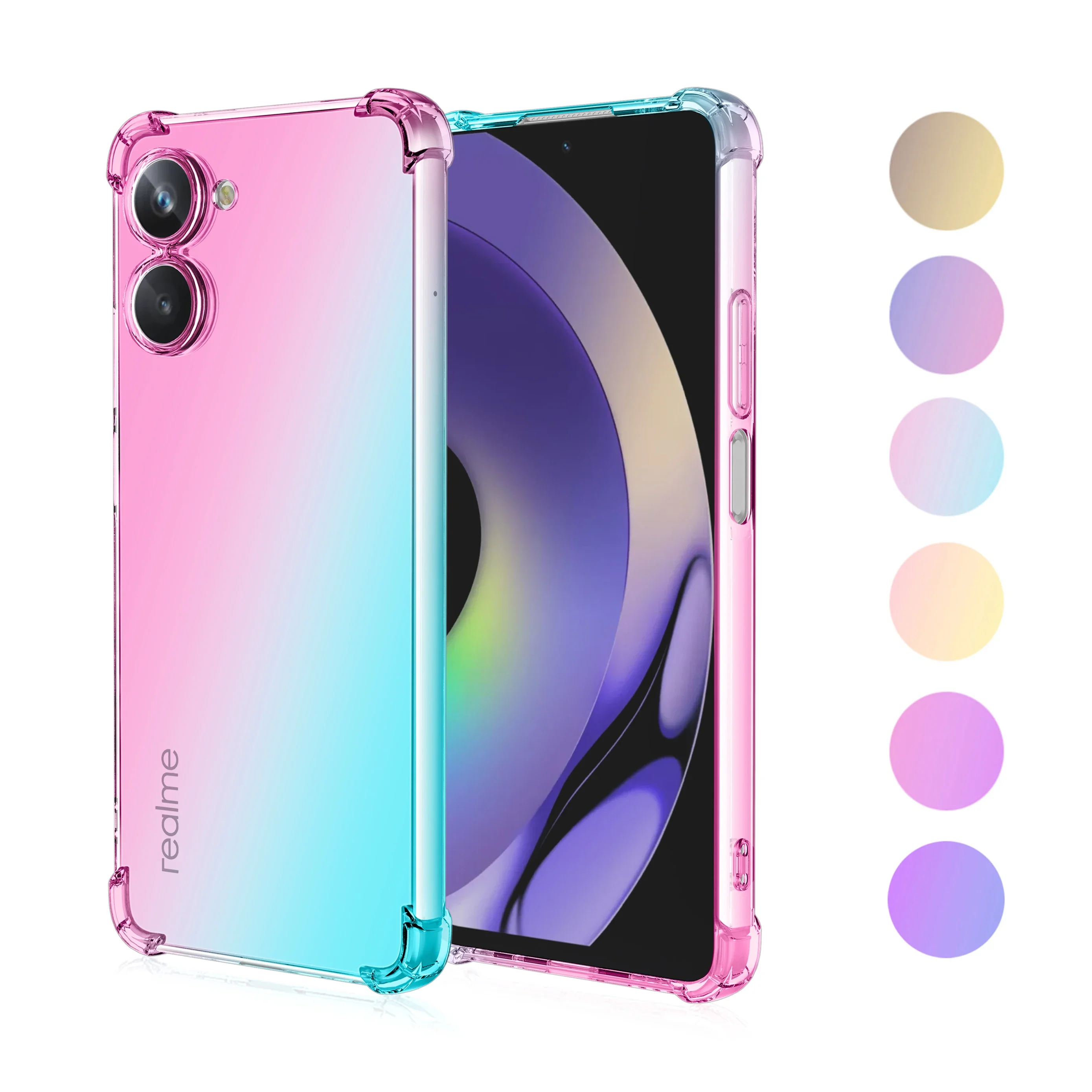 for Realme 10 Pro 5G Plus Realme 10 4G/5G Clear Case Cute Gradient Slim Anti Scratch Flexible TPU Shockproof Cover