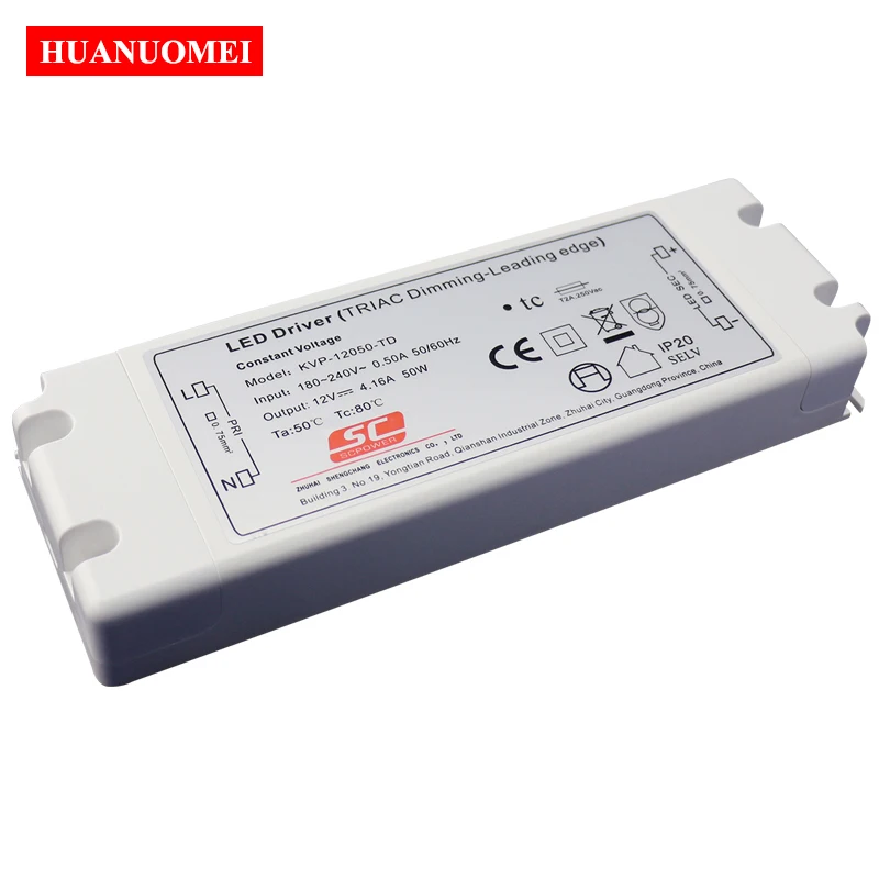 12V 50W Triac Dimmable LED Driver AC 110V 220V to DC12V Power Supply 24V 50W Light Transformer PWM Output AC90-130V AC180-250V