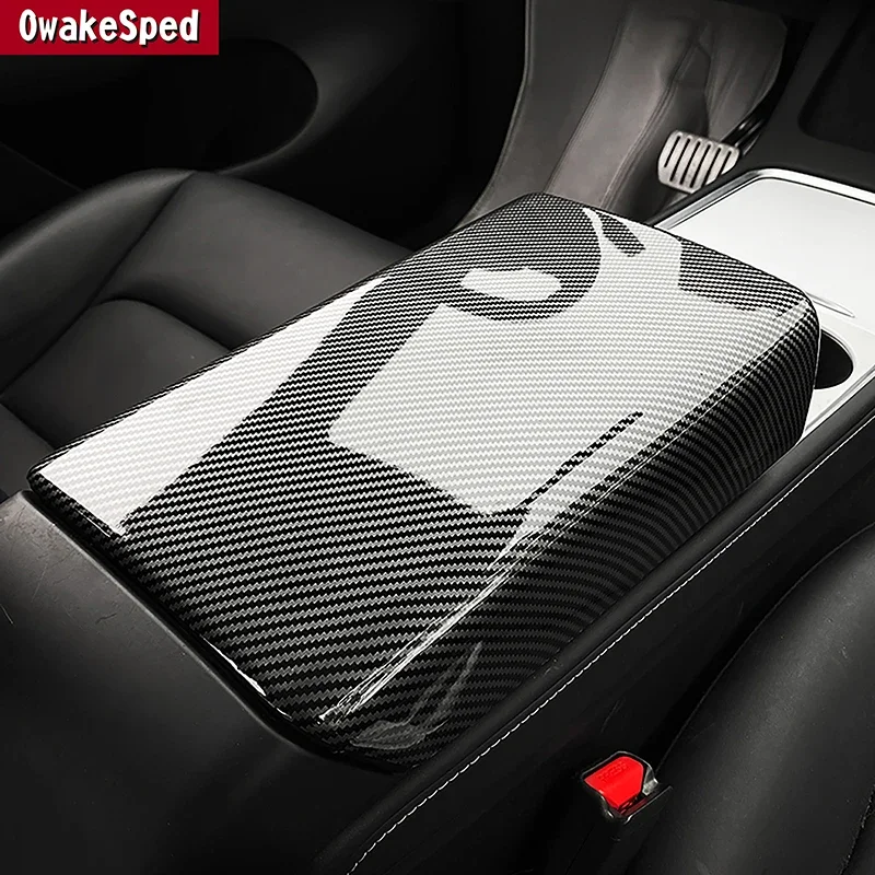 

For Tesla Model 3 Y 2019-2022 Car Console Armrest Box Panel Cover Sticker Interior Accessories Carbon Fiber Pattern Decoration