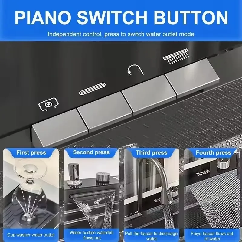 

【Best-selling】2025 Global New Kitchen Sinks Kitchen Design 304 Stainless Steel Sink Stainless Steel Waterfall Kitchen Sink