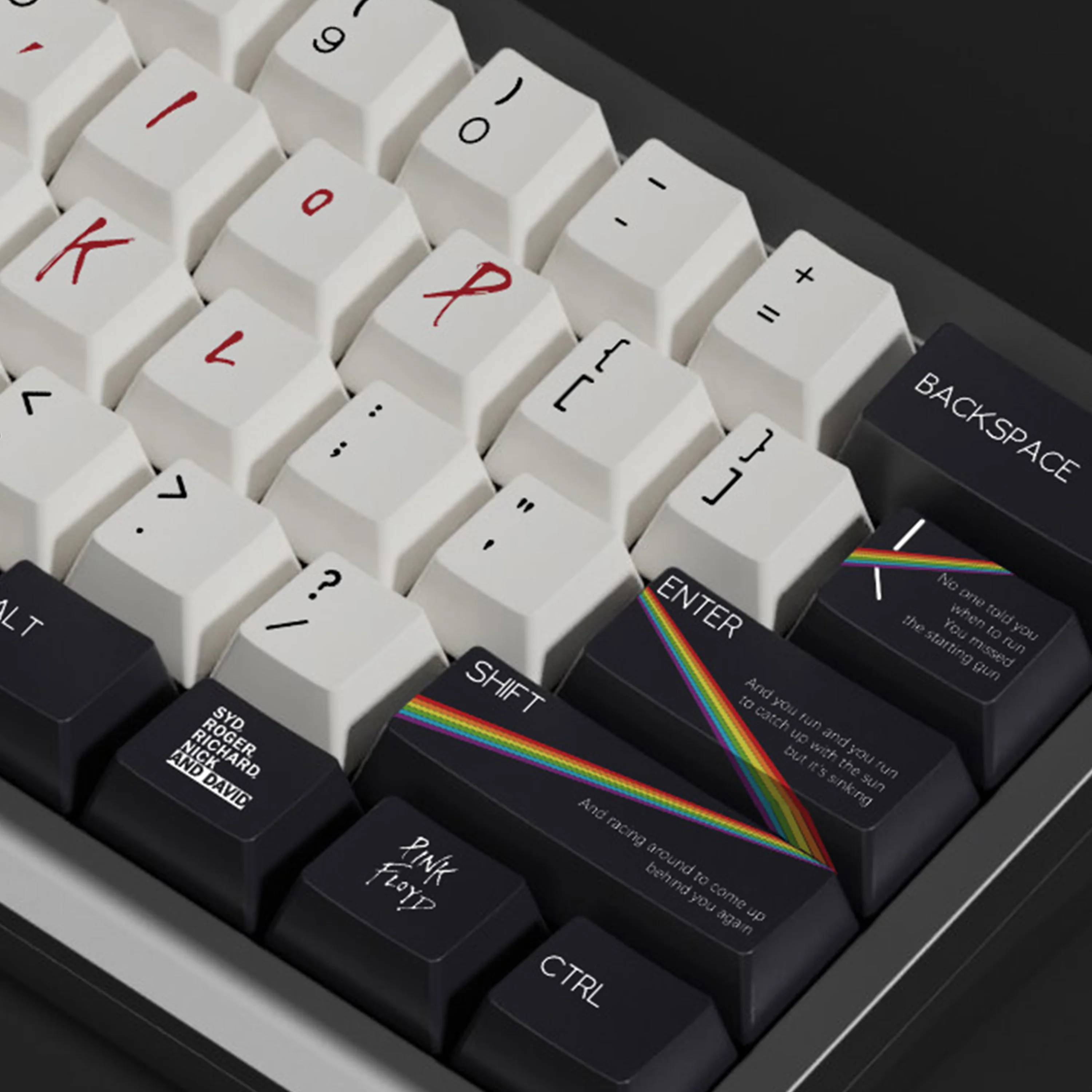 Um conjunto completo de teclas de teclado mecânico personalizadas Pink Floyd Dye-Sub Chreey Pbt, incluindo 7U compatível com ALICE