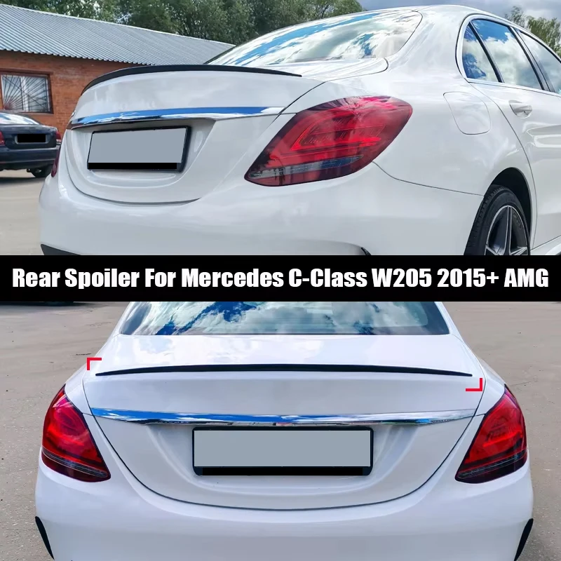 For Mercedes Benz Accessories C Class W205 2015+ C63 C43 C180 C200 C250 C300 AMG Car Rear Trunk Lip Spoiler Wing Soft Plastic