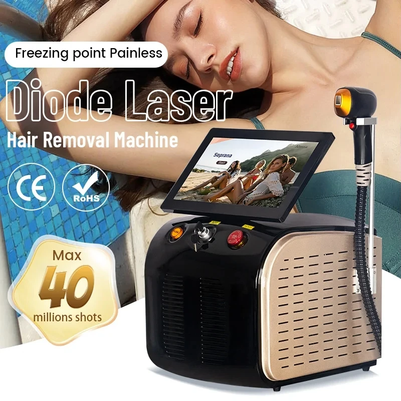 Powerful Laser Diode 808 Diode Hair Removal Device 3000W Professional 3 Wave 755 1064nm Diode Laser Epilator Machine