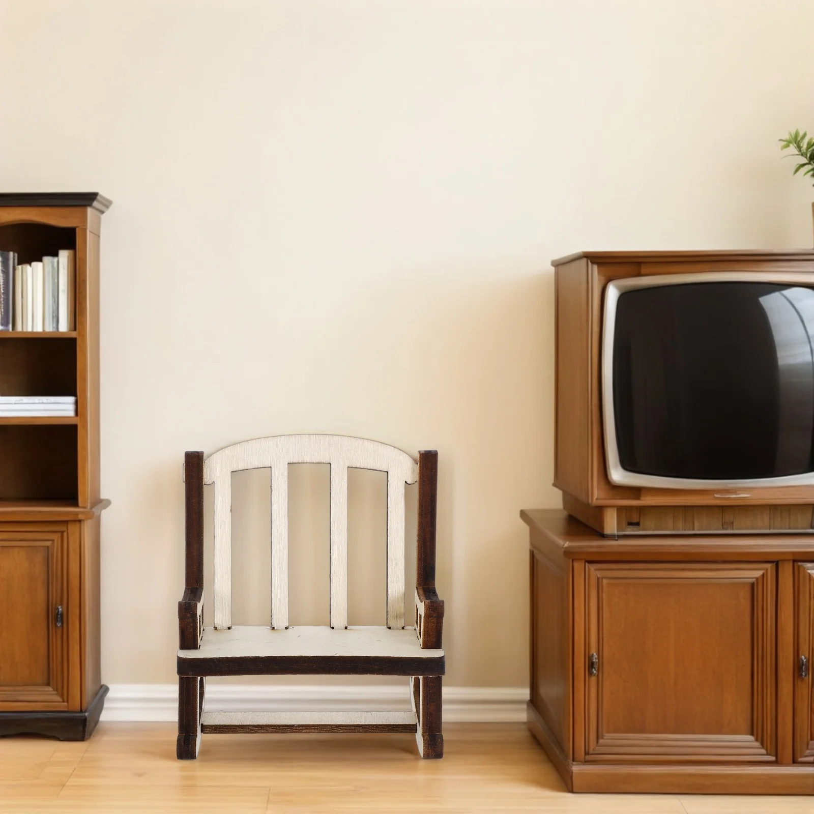 6 Stück Miniatur-Schaukelstühle aus Holz, unbemalt, Maßstab 1:12, Mini-Hausmöbel, Dekoration, Puppenhaus-Zubehör, Vintage-Stil