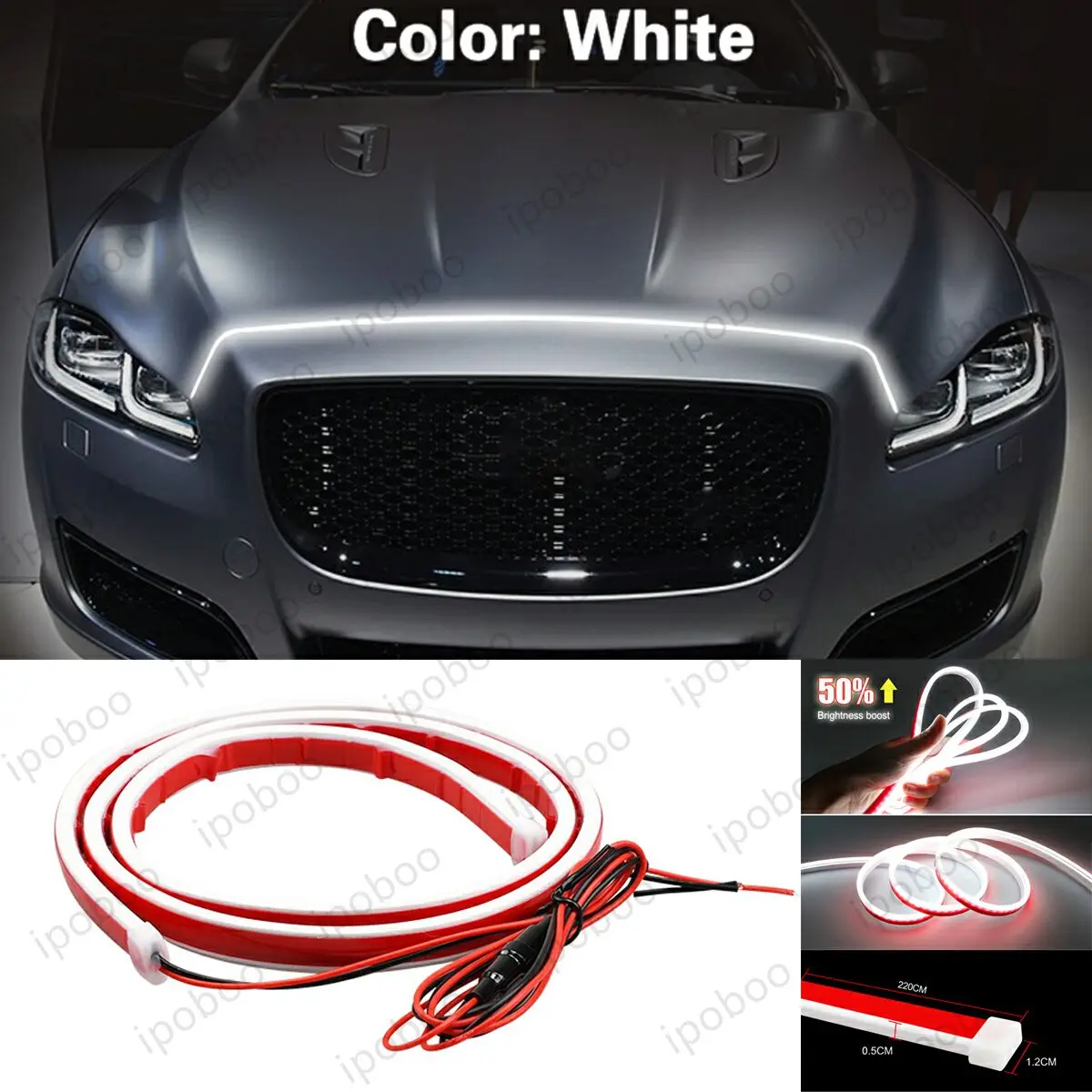 

86" LED Hood Light Strip For Jaguar XJ 2004-2019 Flexible Dynamic Scan Start Up Hoodbeam Kit Engine Cover Decoration Light