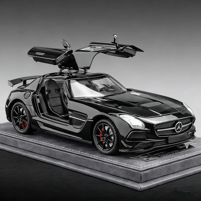 

1:24 SLS Alloy Sports Car Model Diecast Metal Track Racing Car Vehicles Model High Simulation Sound and Light Childrens Toy Gift